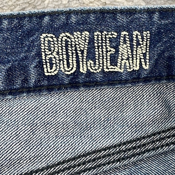 Madewell Boyjean Jeans Medium Wash Rigid Denim Distressed Slits Sz 28 - Picture 10 of 13